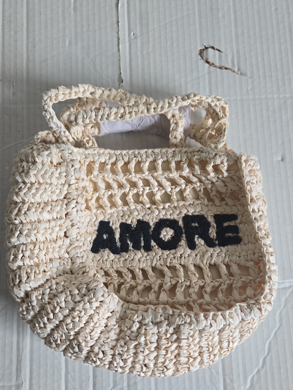 Universal Thread "Amore" Straw Crochet Bag (12 × 10in)